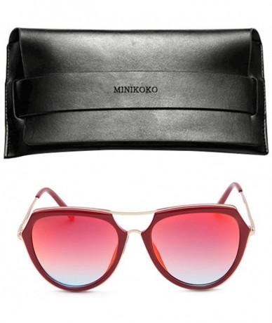 Oval fashion sunglasses unisex metal frame sunglasses uv400 protection sunglasses - The Red/Gold Red - C512NG895R6 $13.77
