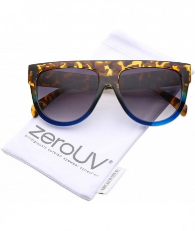 Aviator Large Oversized Flat Top Teardrop Frame Aviator Sunglasses (Tortoise Blue Gradient) - C5182KRHDRT $11.70