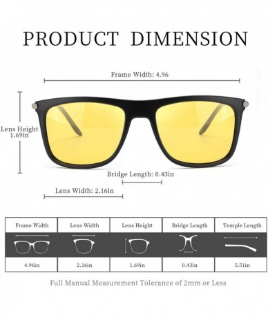 Rectangular Glasses Driving Polarized Sunglasses - A4-black Frame/Yellow Lens Night-vision Glasses - C418ARUQEQ0 $15.24