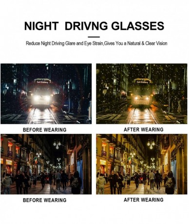 Rectangular Glasses Driving Polarized Sunglasses - A4-black Frame/Yellow Lens Night-vision Glasses - C418ARUQEQ0 $15.24