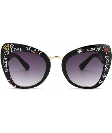 Rimless Retro Vintage Cateye Sunglasses for Women Plastic Frame Sun glasses - Black-gray - CF18U4AWXWA $11.35