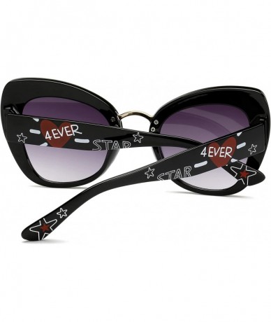Rimless Retro Vintage Cateye Sunglasses for Women Plastic Frame Sun glasses - Black-gray - CF18U4AWXWA $11.35