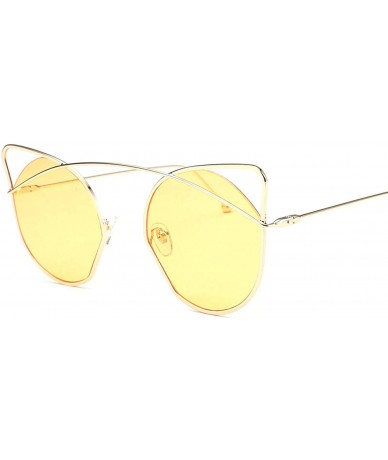 Sport Vintage Classic Retro Cat Sunglasses for Women PC Resin UV 400 Protection Sunglasses - Yellow - CL18SZUGCAD $25.58