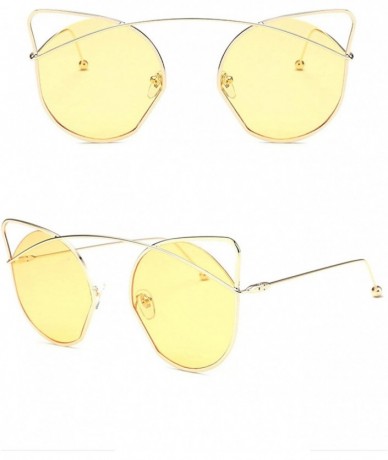 Sport Vintage Classic Retro Cat Sunglasses for Women PC Resin UV 400 Protection Sunglasses - Yellow - CL18SZUGCAD $25.58