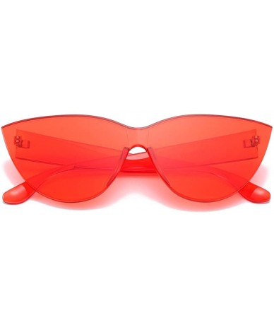 Square Women'S Fashion Cat Eye Sunglasses Retro Glasses Candy Color One Piece Sunglasses Summer Fashion New - Red - CJ18SL065...