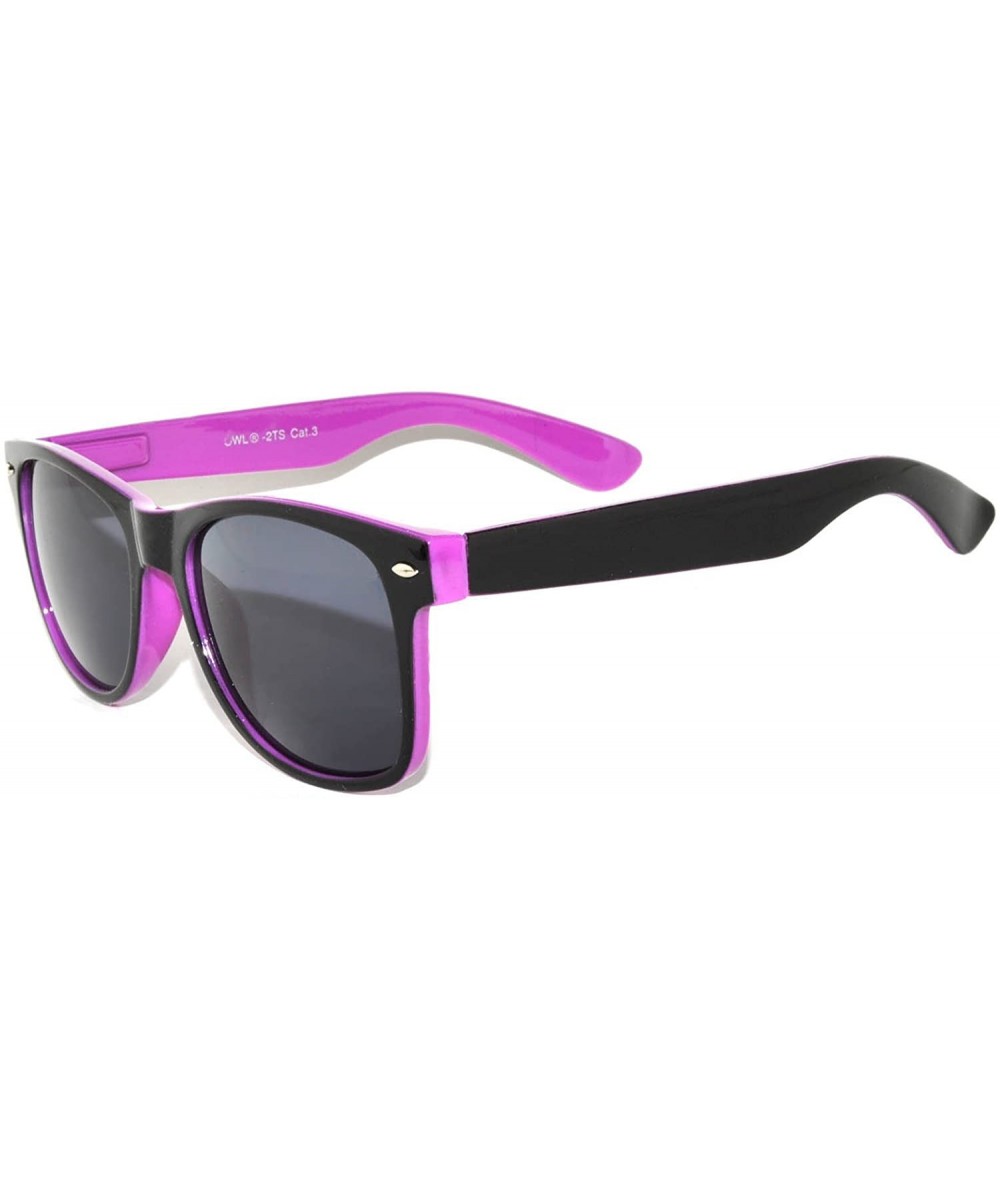 Wayfarer Vintage Two Tone Sunglasses Smoke Lens Retro Stylish UV 400 - Purple - CT11PNAYPGX $8.22