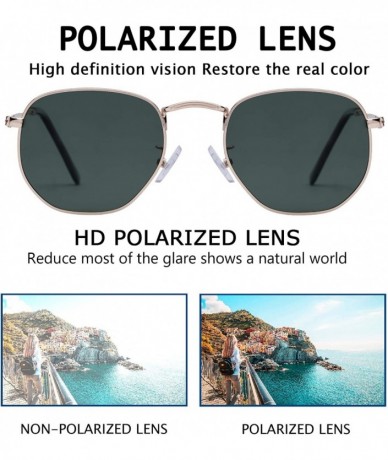 Round Medium Unisex Polygon Polarized Sunglasses - Gold Frame With G15 Lens - CE196HLDHHO $7.43