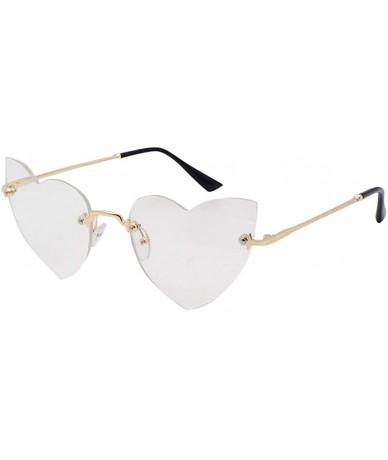 Rimless Heart Sunglasses Rimless Thin Lovely Heart Style for Women (White) - CS196IDDKEM $8.20
