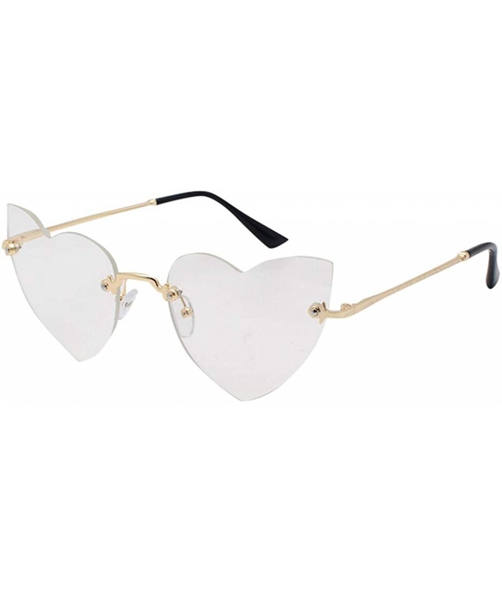 Rimless Heart Sunglasses Rimless Thin Lovely Heart Style for Women (White) - CS196IDDKEM $8.20