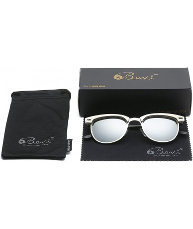Semi-rimless Semi Rimless Retro Polarized Sunglasses Women Men Brand Sun Glasses - Silver Frame/Silver Lens - CD18GLYAC2X $11.92