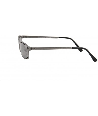 Rectangular Sunglasses for Men Small Stylish Trendy Metal Rectangular Frame Durable - Silver Metal Frame/ Mirror Grey Lens - ...
