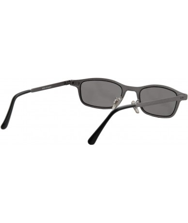 Rectangular Sunglasses for Men Small Stylish Trendy Metal Rectangular Frame Durable - Silver Metal Frame/ Mirror Grey Lens - ...