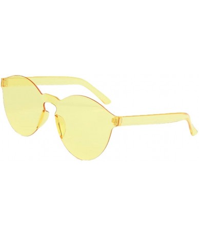 Oversized Polarized Sunglasses for Men Women Frame Transparent Glasses Candy Color Couple Sunglasses - Yellow - CZ18SALM0IX $...