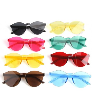 Oversized Polarized Sunglasses for Men Women Frame Transparent Glasses Candy Color Couple Sunglasses - Yellow - CZ18SALM0IX $...