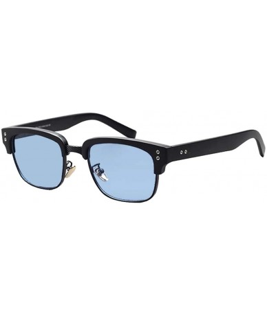 Semi-rimless Fashion Beckham Glasses Vintage Semi Rimless - Leopard Frame Blue Light Blocking Lens - CQ194O3XICY $40.64
