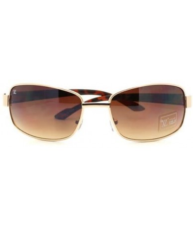 Rectangular Mens Fashion Sunglasses Round Rectangular Classic Metal Frame - Gold Tort - CD11D8YCRMV $8.63