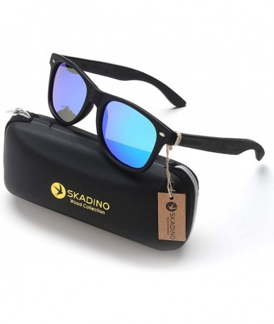 Aviator Wood Sunglasses with Polarized lenses for Men&Women Handmade Bamboo Wooden Sunglasses - Black 2 - CM18TQLU6W0 $10.20