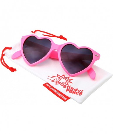 Round Womens Cute Sweet Heart Shape Sunglasses - Pink - CJ18KCUXGG2 $18.39