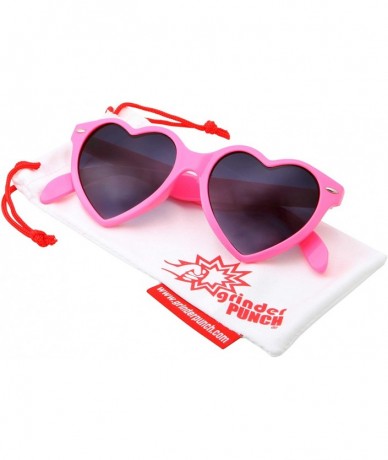 Round Womens Cute Sweet Heart Shape Sunglasses - Pink - CJ18KCUXGG2 $8.95