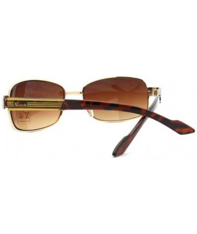 Rectangular Mens Fashion Sunglasses Round Rectangular Classic Metal Frame - Gold Tort - CD11D8YCRMV $8.63