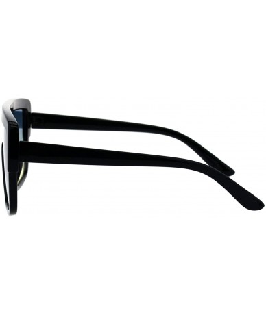 Square Retro Futuristic Sunglasses Flat Top Square Oversized Shades UV 400 - Black (Blue Yellow) - CQ18GNG0QR6 $11.90