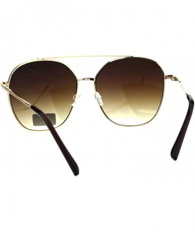 Aviator Womens Sunglasses Square Flat Top Bridge Fashion Aviators UV 400 - Gold (Brown) - CO18IRAH979 $11.18