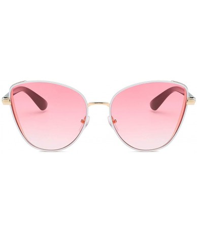 Rectangular Oversized Sunglasses For Women - Mirrored Cat Eye Lightweight Eyewear - Polarized Lens Eyeglasses - Pink - CB18SR...
