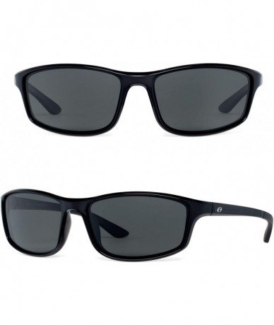 Wrap Corning glass lens sunglasses for men & Women italy made polarized option - Black/Grey Lens - CQ18N87X79L $101.96