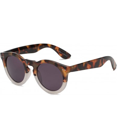 Oversized Retro Vintage Circle Round UV Protection Fashion Sunglasses for Men and Women - Tortoise White - CY18IQGH583 $22.55