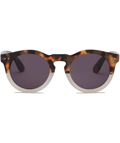 Oversized Retro Vintage Circle Round UV Protection Fashion Sunglasses for Men and Women - Tortoise White - CY18IQGH583 $10.02