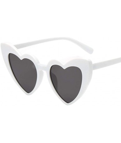 Round Women Retro Fashion Heart-shaped Shades Sunglasses Integrated UV Glasses - A - C418TKUHN4M $7.14
