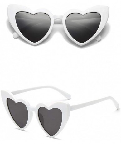 Round Women Retro Fashion Heart-shaped Shades Sunglasses Integrated UV Glasses - A - C418TKUHN4M $7.14