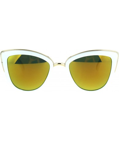 Oversized Womens Color Mirror Mirrored Lens Oversize Cat Eye Sunglasses - White Orange - CR183LWDK2C $25.02