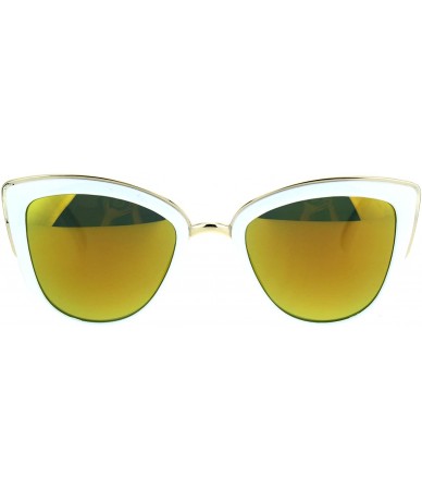 Oversized Womens Color Mirror Mirrored Lens Oversize Cat Eye Sunglasses - White Orange - CR183LWDK2C $12.96