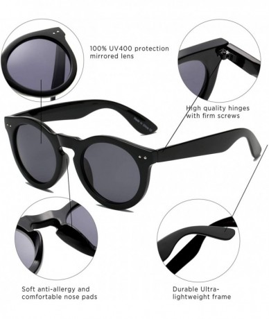 Oversized Retro Vintage Circle Round UV Protection Fashion Sunglasses for Men and Women - Tortoise White - CY18IQGH583 $10.02