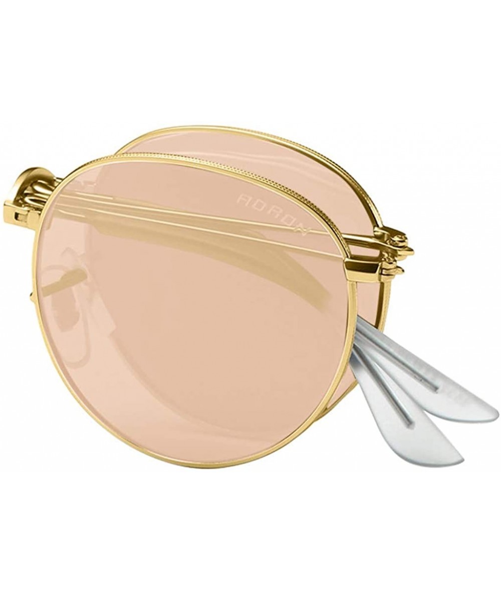 Oversized Unisex Polarized Folding Rimless Sunglasses UV400 Lens Glasses - Coffee - CO19032MZOR $30.00