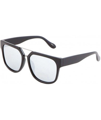 Aviator XLarge Flat Top Classic Sunglasses Flat Lens Double Metal Bridge Unisex - 57mm - Black/Silver/Silver - CQ17YC32G54 $1...