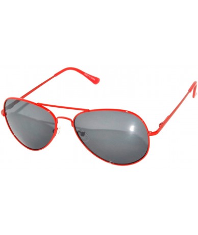 Aviator Aviator Style Sunglasses Colored Lens Colored Metal Frame with Spring Hinge - Red_smoke_lens - C5121GEYMBN $7.30