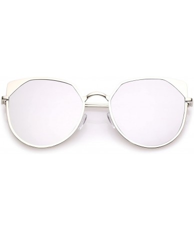 Oversized Women's Oversize Colored Mirror Flat Lens Cat Eye Sunglasses 59mm - Silver / Silver Mirror - CU183CXTWD8 $9.34