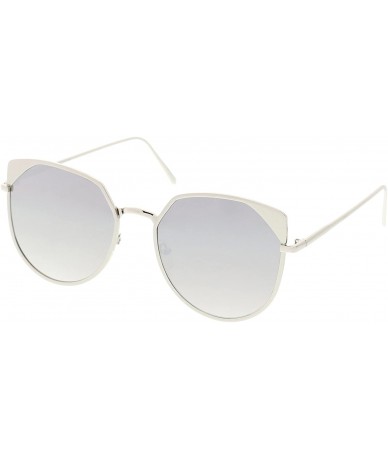 Oversized Women's Oversize Colored Mirror Flat Lens Cat Eye Sunglasses 59mm - Silver / Silver Mirror - CU183CXTWD8 $28.01