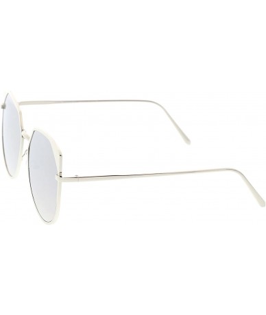 Oversized Women's Oversize Colored Mirror Flat Lens Cat Eye Sunglasses 59mm - Silver / Silver Mirror - CU183CXTWD8 $9.34