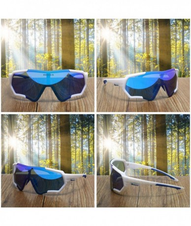 Sport Polarized Sports Sunglasses Driving Glasses Shades for Men Women Unbreakable Frame for Cycling Baseball - Blue - CK18YE...