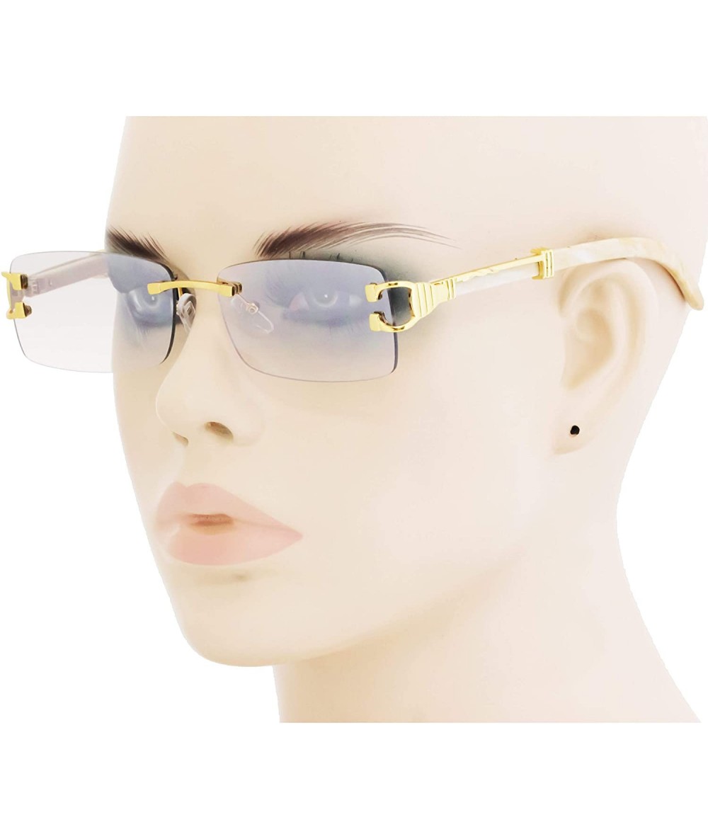 Rectangle Sunglasses for Women Men Rimless UV Protection Fashion Square Sunglasses Tinted Lens Vintage Sun Glasses