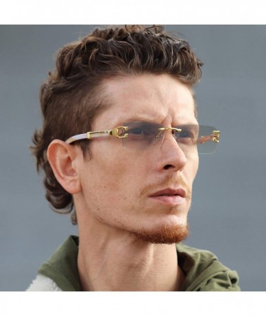 Rimless Mens Fashion Gold Stylish Glasses Clear Lens Rectangular Retro Rimless Tinted Sunglasses for Women - CX18Y332CHM $9.22