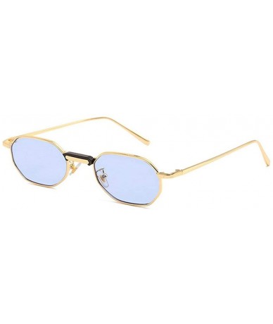 Square Ultra light Lady Square Sun Protection Sunglasses Brand Designer Small Metal frame glasses - Blue - C618SMZZNQ6 $26.54