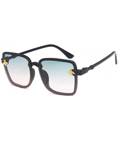 Square Unisex Sunglasses Fashion Bright Black Grey Drive Holiday Square Non-Polarized UV400 - Bright Black Light Grey - CW18R...