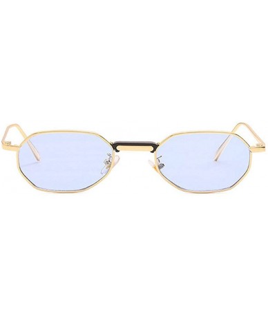 Square Ultra light Lady Square Sun Protection Sunglasses Brand Designer Small Metal frame glasses - Blue - C618SMZZNQ6 $11.46