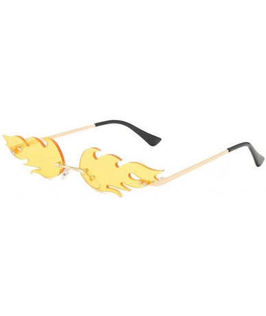 Oval 2PSC Flame Glasses Men Women Retro Fashion Glasses Sunglasses Flame Wave Glasses Fire Shape Glasses Eyewear Party - C319...