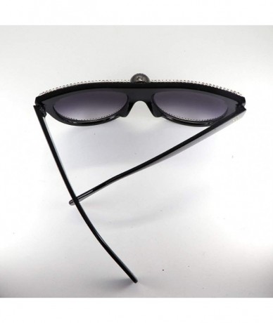 Square Vintage Oversized Flat Top Skull Black Sunglasses Men Women Rhinestone Shades - CX18RL0XLEE $14.75