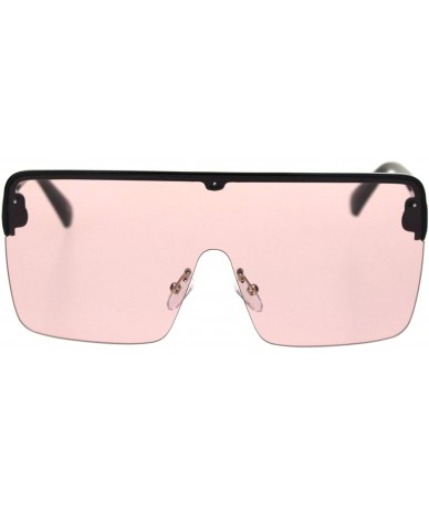 Oversized Halfrim Oversize Square Rectangular Shield Racer Sunglasses - Black Pink - C018S309CH2 $27.53